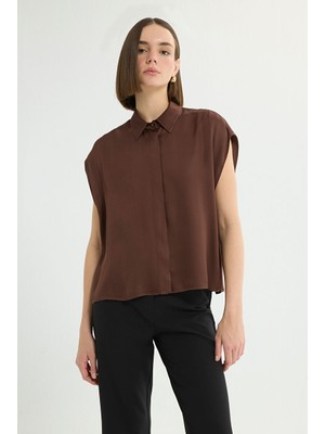 Love My Body Erkek Gömlek Yaka Kolsuz Gömlek Kahve 130L9769000