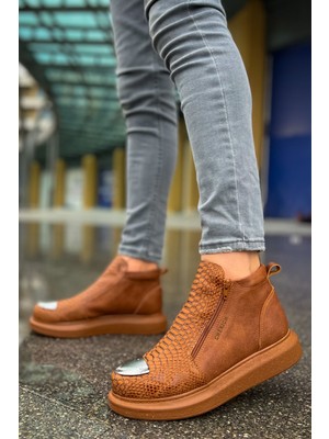 Zapatos CH133 Coccodrillo Erkek Spor Günlük Fermuarlı Cilt Bot Ctt - Taba