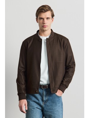 Danger Erkek Poliviskon Özel Kumaş Ceket Kahverengi