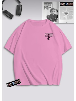 Risil-Nu Company Yeni Sezon Pamuklu 30/1 A Kalite Kumaş Ön Arka Marvel Baskılı Oversize T-Shirt