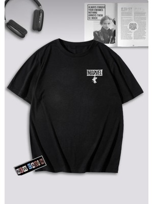 Risil-Nu Company Yeni Sezon Pamuklu 30/1 A Kalite Kumaş Ön Arka Marvel Baskılı Oversize T-Shirt