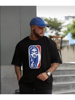 Risil-Nu Company Unisex 2pac Baskılı Oversize Geniş ve Rahat Kalıp Pamuklu T-Shirt