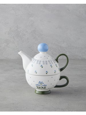 UltraMint Mavi Çiçekler Seramik Demlik 400 Ml, Zarif ve Şık Tasarım