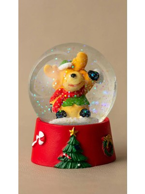 PremiumPort Yılbaşı Temalı Dekoratif Cam Kar Küresi, 6X6X8 Cm, Şık ve Parlak Dekorasyon