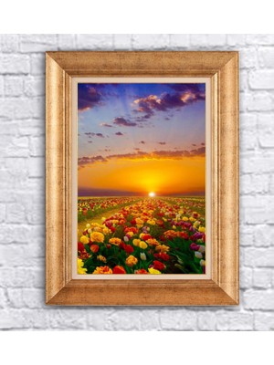 Giyense Altın Çerçeveli Paspartulu Manzara Tablo N881