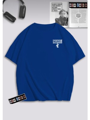 Risil-Nu Company Yeni Sezon Pamuklu 30/1 A Kalite Kumaş Ön Arka Marvel Baskılı Oversize T-Shirt