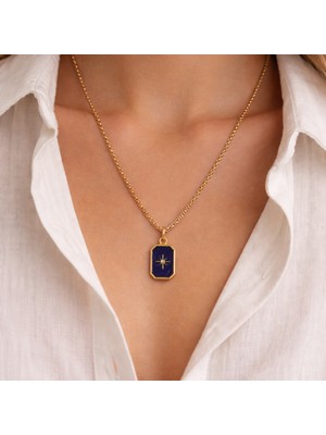 Glossy Jewelery Mineli Kutup Yıldızı Kolye (50CM) Zincir Uzunlukta