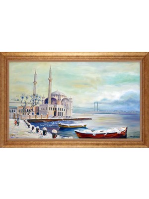 Giyense Altın Çerçeveli Paspartulu Manzara Tablo N1418