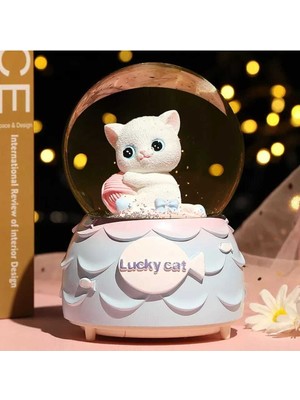 PremiumPort Püskürtmeli Mega Boy Kedi Kar Küresi, Işık ve Müzikli Büyüleyici Dekor