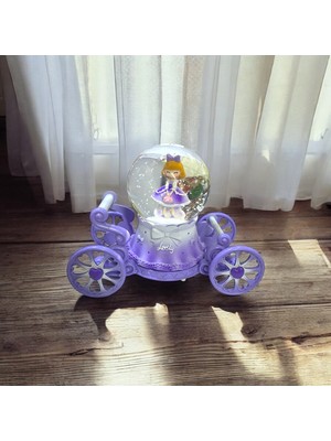 PremiumPort Mor Arabalı Prenses Kar Küresi, Şık ve Büyüleyici Dekoratif Hediye