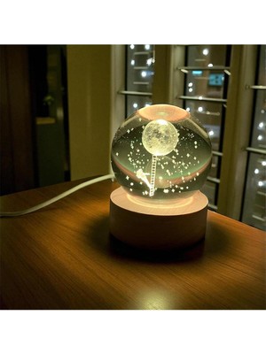 PremiumPort 3D Kristal Cam Kar Küresi LED Işıklı Merdivenli Astronot Süsü