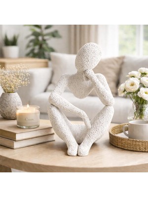 Basart Modern Soyut Düşünen Adam Heykeli - Dekoratif Biblo Masa Üstü Aksesuarı (5 Renk Seçeneği)