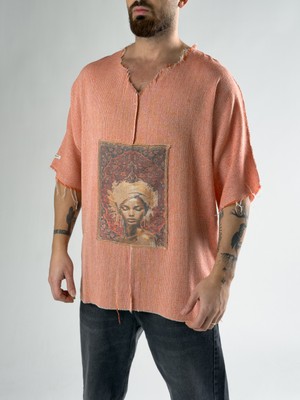 Cocopelli Tasarım Portre Turuncu Erkek T-Shirt COC2808