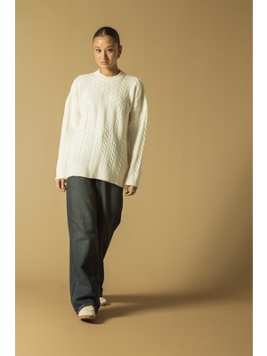 Nisan Triko Saç Örgülü Triko Kazak