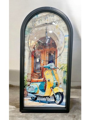 Sedosh Home Vision Motosikletli Plastik Duvar Saati Sessiz Mekanizma 35X70 cm