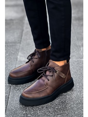 Zapatos CH213 Bryggen Erkek Spor Günlük Bağcıklı ve Fermuarlı Cilt Bot Cst - Kahverengi