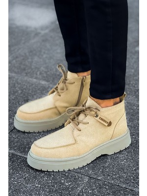 Zapatos CH213 Bryggen Erkek Spor Günlük Bağcıklı ve Fermuarlı Süet Bot Skt - Kum