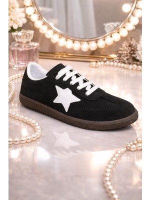 Klay Shoes Kadın Yıldız Detaylı Şık Rahat Sneaker Spor Ayakkabı