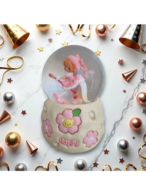 PremiumPort Işıklı Müzikli Püskürtmeli Kız Kız Cam Kar Küresi