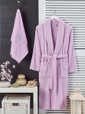 Cottonest Lacivert Havlulu Bornoz 2li Set