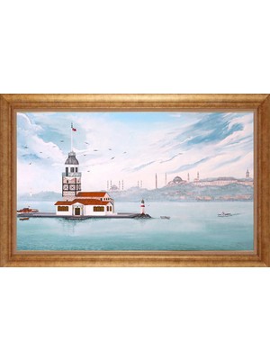 Giyense Altın Çerçeveli Paspartulu Manzara Tablo N1017