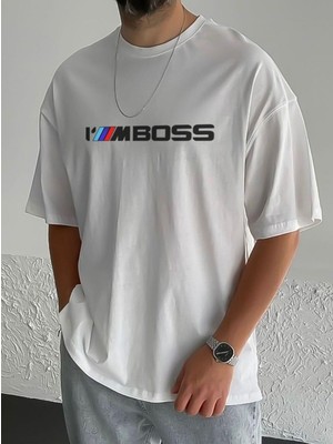 Risil-Nu Company Yeni Sezon Oversize I'm Boss Baskılı Penye T-Shırt