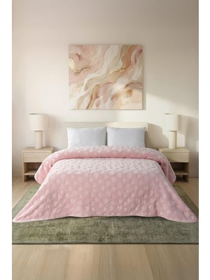 Soley Amore | Emboss Kabartmalı Kalpli Çift Kişilik Battaniye | 220X240 cm