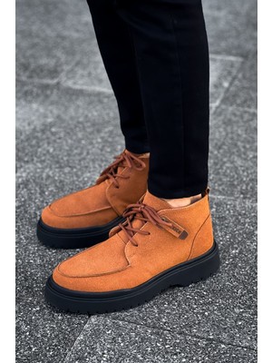 Zapatos CH213 Bryggen Erkek Spor Günlük Bağcıklı ve Fermuarlı Süet Bot Sst - Taba