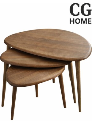 Cg Home Damla Model Iskandinav Masif Kayın 3’lü Zigon Sehpa | Doğal Kayın Panel | Vernikli | Modern Tasarım