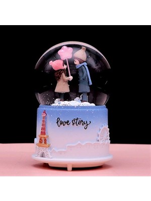 PremiumPort Büyük Boy Kar Küresi Işıklı ve Müzikli, Püskürtmeli, Mavi, 16X12