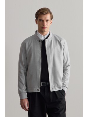 Danger Erkek Poliviskon Özel Kumaş Ceket Gri