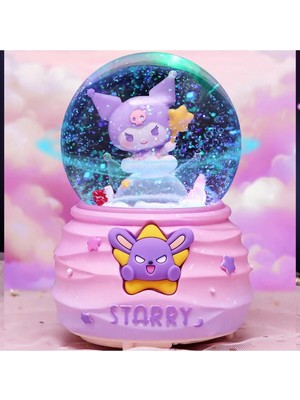 PremiumPort Yıldızlı Sanrio Kuromi Işıklı Müzikli Kar Küresi, Sıcak ve Tatlı Atmosfer