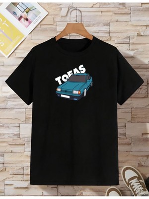 Risil-Nu Company Yeni Sezon Oversize Unisex Tofaş Baskılı Pamuklu Penye Kumaş T-Shirt Siyah