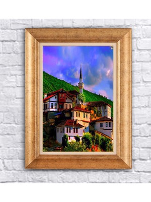 Giyense Altın Çerçeveli Paspartulu Manzara Tablo N880
