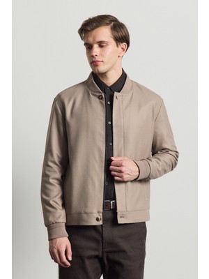 Danger Erkek Poliviskon Özel Kumaş Ceket Bej