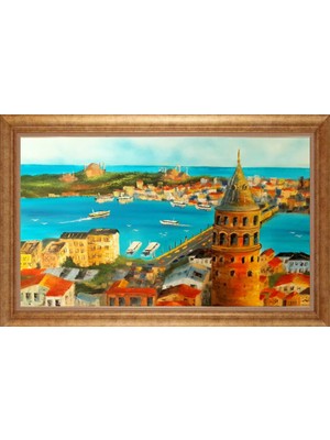 Giyense Altın Çerçeveli Paspartulu Manzara Tablo N1752