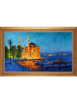 Giyense Altın Çerçeveli Paspartulu Manzara Tablo N1326