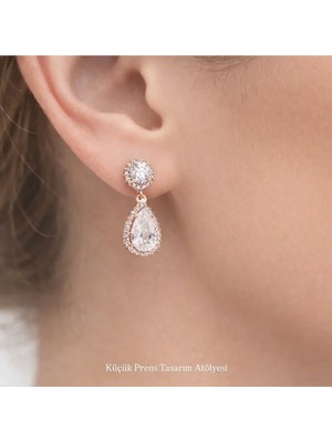 Yağmur Zirkon Taşlı Elmas Damla Model 316 L Çelik Kararmaz Paslanmaz Kadın Küpe Özel Gün Düğün Balayı Nikah Davet Kombin Parıltılı Işıltılı Beyaz Şeffaf Renk