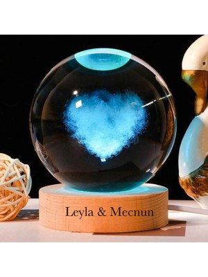 PremiumPort Isme Özel Büyük Boy Kalp Temalı Cam Küre 8cm, Sevgiliye Hediye