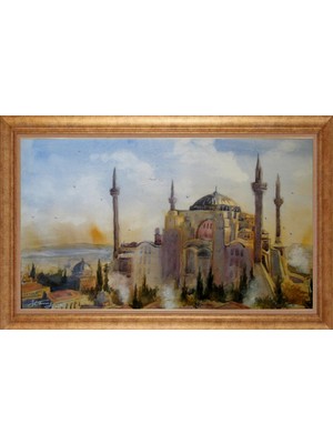 Giyense Altın Çerçeveli Paspartulu Manzara Tablo N1604