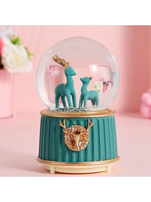 PremiumPort Dönen Işıklı Müzikli Büyük Boy Kar Küresi, Geyikli Tasarım, Hediye Alternatifi