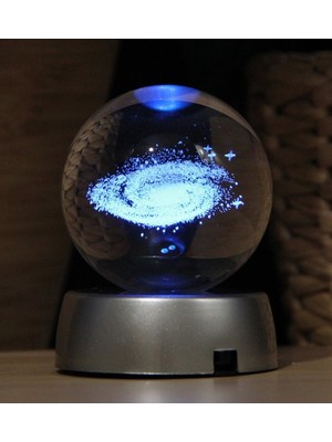 PremiumPort 3D Kristalleşmiş Cam Işıklı Büyük Boy Küre, Şık ve Modern Dekorasyon