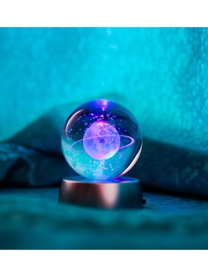 PremiumPort Işıklı Cam Küre Gezegen Modeli, Dekoratif ve Şık Tasarım