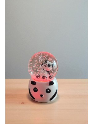 PremiumPort Mini Işıklı Panda Kar Küresi, Hediye Kutusunda, Not Yazılabilir