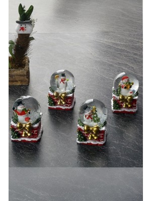 PremiumPort Mini Kar Küresi, Yeni Yıl Temalı, 4 Cm, Şık ve Dekoratif Süs