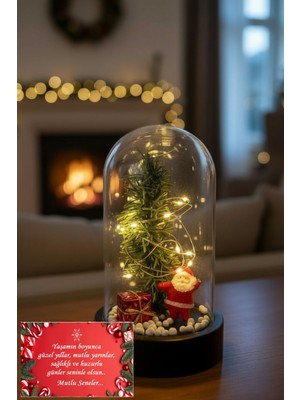 PremiumPort Noel Baba ve Çam Ağaçlı LED Işıklı Yılbaşı Fanus Süsü