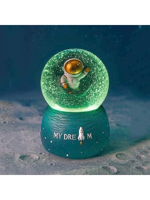 PremiumPort Renkli LED Işıklı Müzikli ve Hareketli Astronotlu Kar Küresi