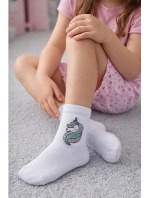 Gigi Giyim Unicorn Baskılı Soket Kız Çocuk Çorap