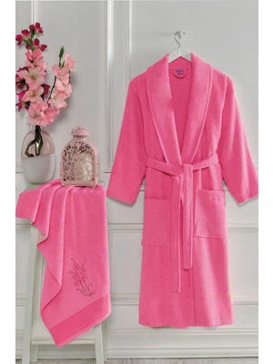 Cottonest Lacivert Havlulu Bornoz 2li Set