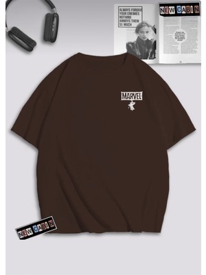 Risil-Nu Company Yeni Sezon Pamuklu 30/1 A Kalite Kumaş Ön Arka Marvel Baskılı Oversize T-Shirt